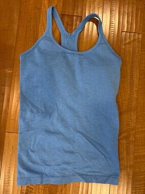 lululemon athletica size 8 ebb street Light Blue Ribbed Racerback Tank